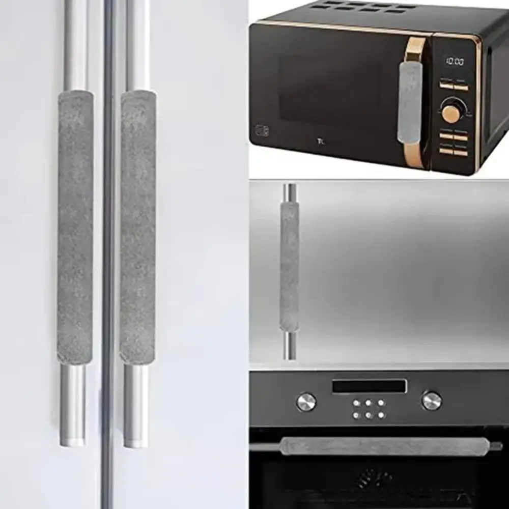 2Pcs Oil-proof Refrigerator Handle Cover Washable Stain-resistant Oven Door Handle Cover Microwave Oven Mitts Home Decors