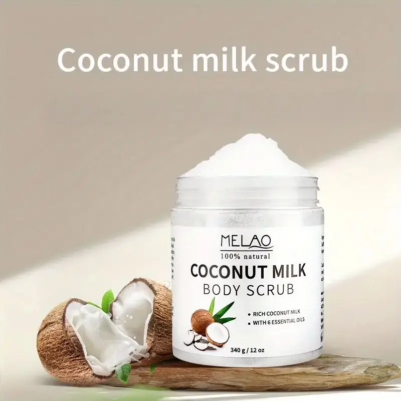 Melao Coconut Milk Body Scrub 340G - , All Skin Types, Firming & Exfoliating Personal Care Scrub For Cleansing And Moisturizing