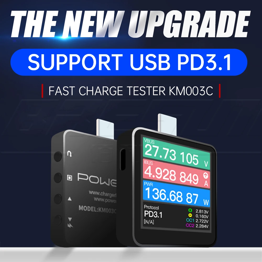 

Power-Z KM003C USB 48V Range Dual Type-C Tester Portable Micro Digital Voltage Current Power Detector For Phones Repair Charging