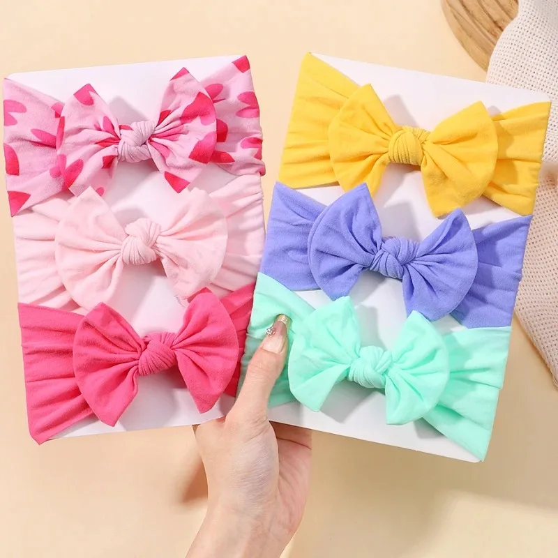 Boutique Candy Colors Baby Bowknot Hairband Broadside Headband Kids Girls  Elastic Protect Turban Headwear Kids Hair Accessories