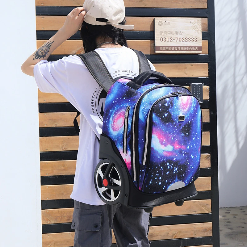 Large wheel trolley bag student load-reducing backpack carry on luggage bag climbing school bag men women travel suitcase