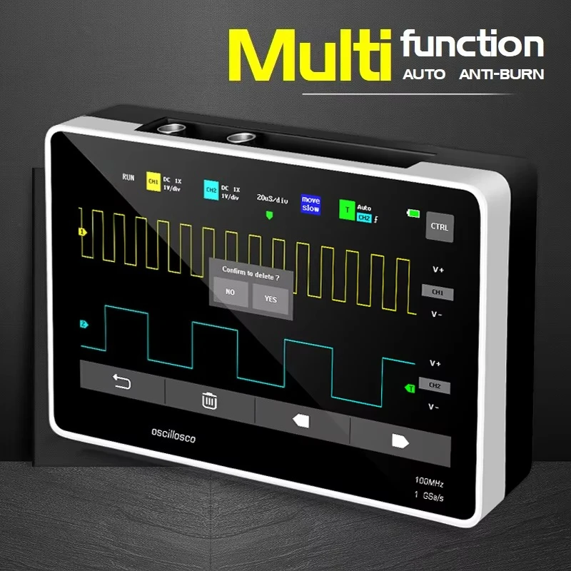 Portable Digital Storage Oscilloscope Kit 2 Channels 100Mhz Bandwidth 1GSa/s Sampling Rate Tablet Digital Oscilloscope