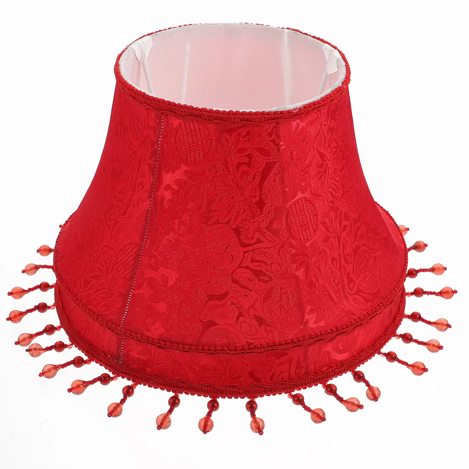 

Retro Cloth Lampshade European Style Decorative Light Cover Beads Elegant Table Lamp Accessory Durable Dust-Proof Decor Home Use