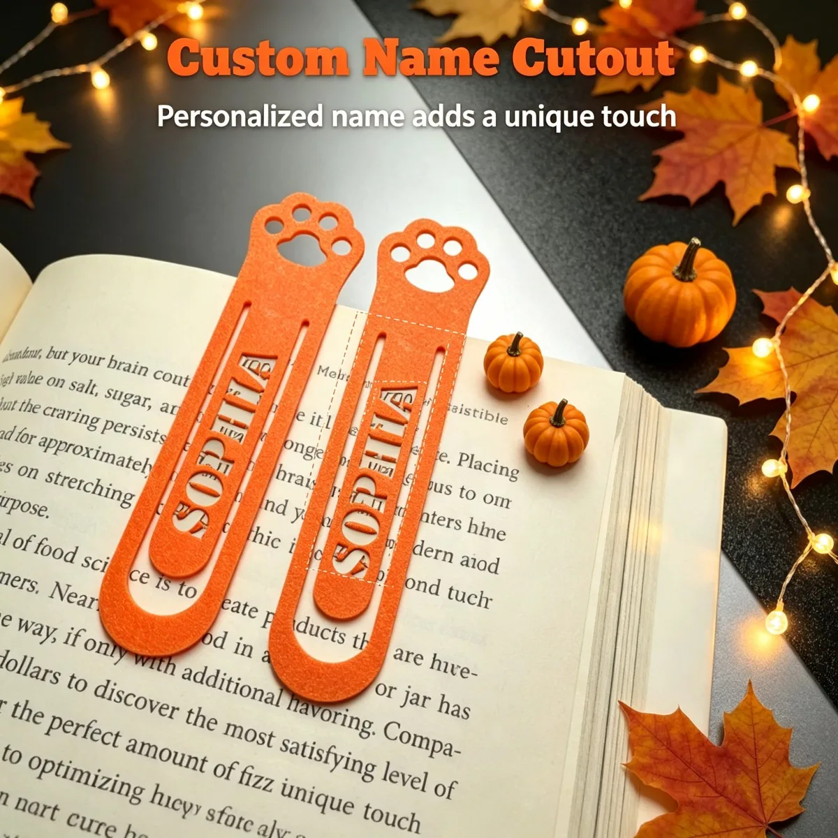 3D Printed Custom Name Bookmark, Cat Paw Shape Personalized Text Book Mark,Reading Page Marker, Unique Gift For Book Lovers Kids