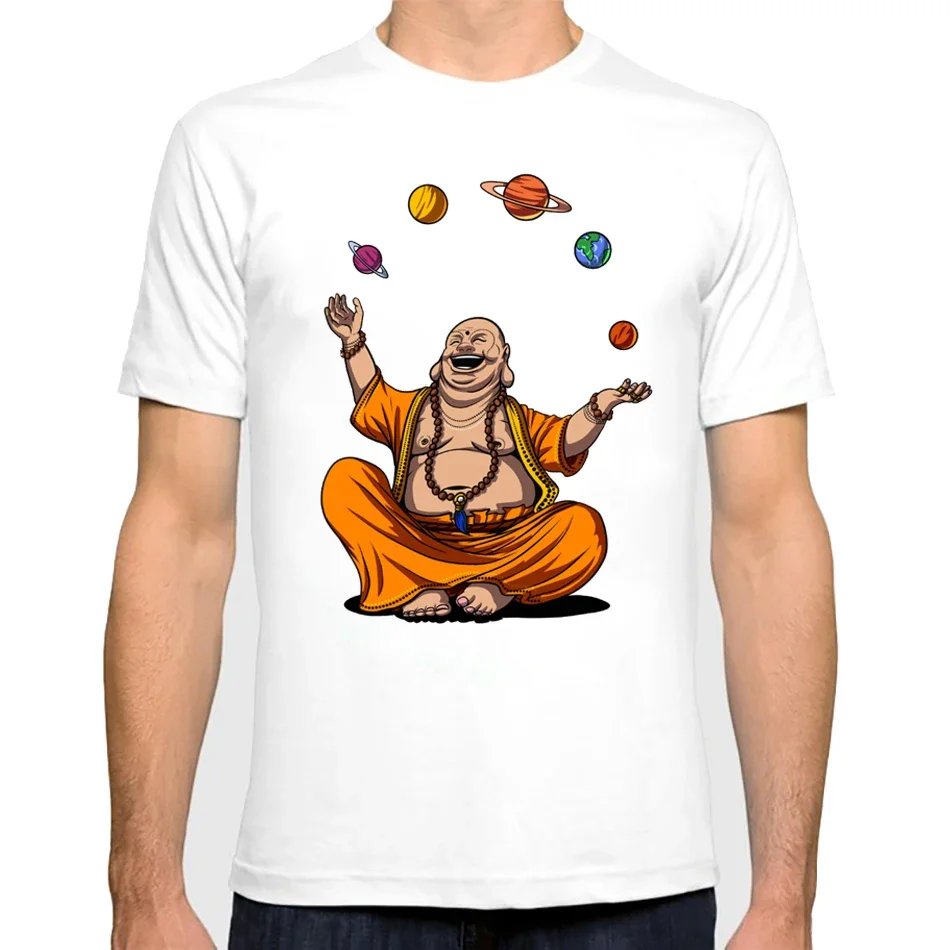 New Fashion men Summer Zen Yoga Buddha Juggling Space Planets Meditation T-Shirt printed male Retro Style casual Novelty