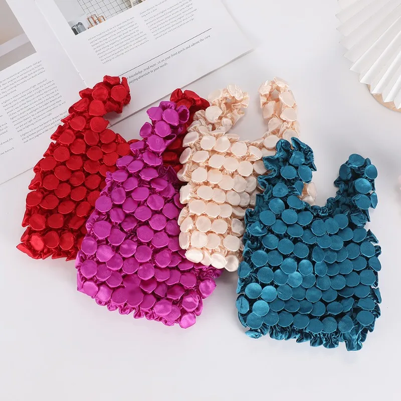 Fashion Magic Stretch Hand Bags Women's Golden Coin Bubble Bag Large Capacity Portable Foldable Eco-Friendly Shopping Bag