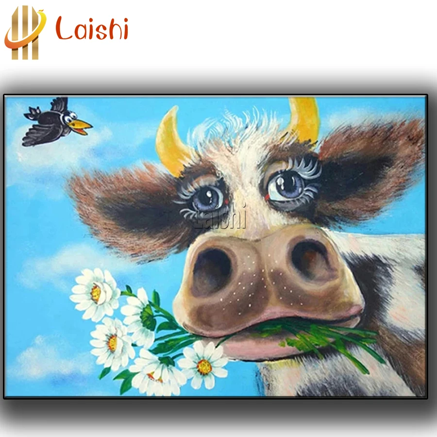 

5D DIY Diamond Painting Cartoon animal cow diamond Embroidery mosaic Cross Stitch Diamond Painting Family Home Decoration Gif