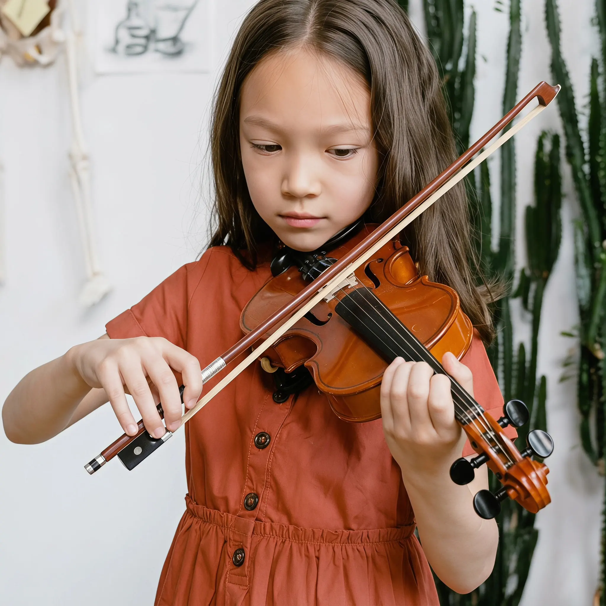 Wood Violin Bow Professional Replacement Premium Handcrafted Horse Hair Violin Accessory Well Balanced for Students