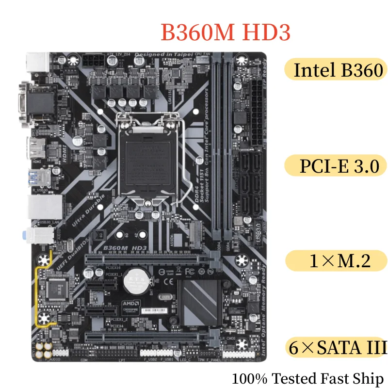 

For Gigabyte B360M HD3 Motherboard 32GB LGA 1151 DDR4 Micro ATX Mainboard 100% Tested Fast Ship