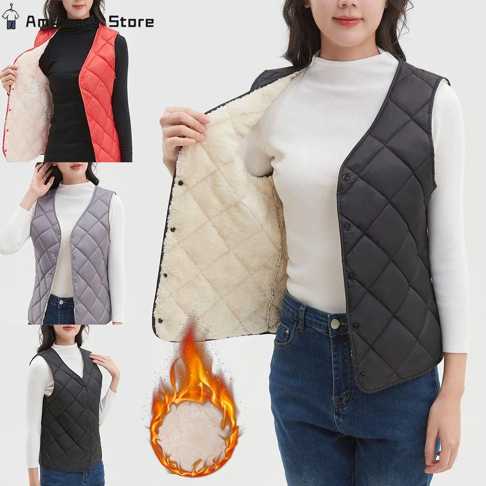 Autumn Winter Women Ultra Light Thin Quilted Cotton Vest Sleeveless V-Neck Jacket Windproof Puffer Female Quilted Waistcoat