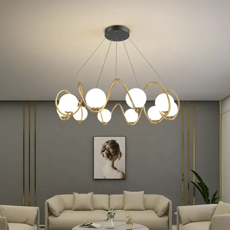 Nordic Glass Ball Chandelier Decoration Luxury Gold Minimalist Lamp for Living Room Room Bedroom Loft Design Kitchen Chandelier