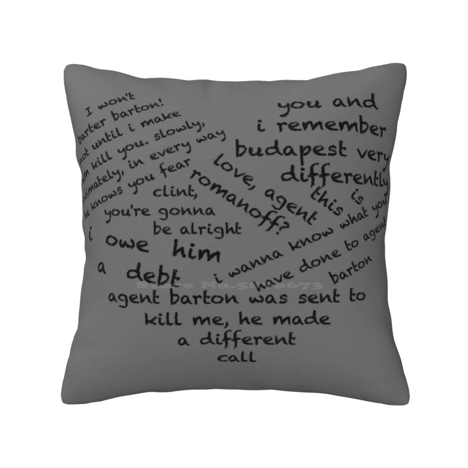 Quotes Of The Heart-Clintasha ( Black ) Funny Cute Decor Square Pillowcase Geek Fandom Ships Natasha Romanoff Hawkeye Clint