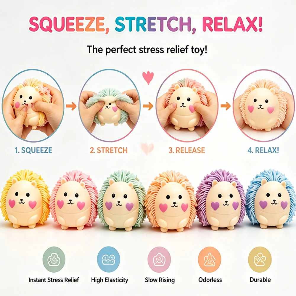 Dopamine Desk Decor Cute Hedgehog Animal Squishy Slow Rising Tactile Squeeze Prop Fun Event Party Favors Kawaii Novelty Gift