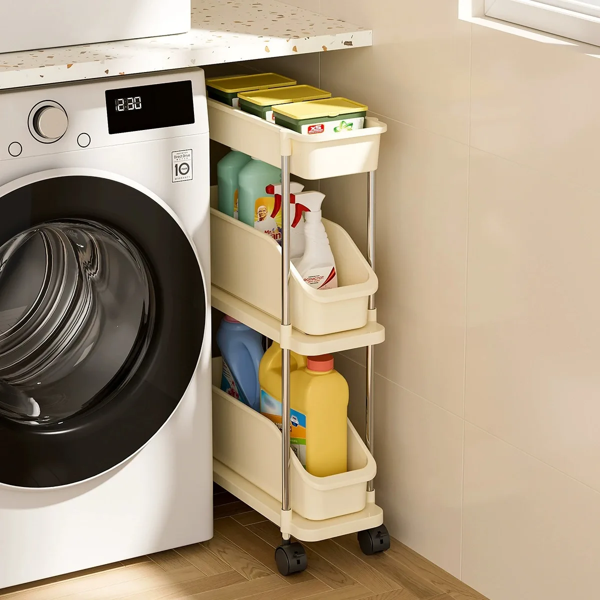 Living Room Multi-Layer Snack Classification Storage Rack Kitchen Miscellaneous Gap Organizer Pull-Out Wheel-Cart Storage Shelf