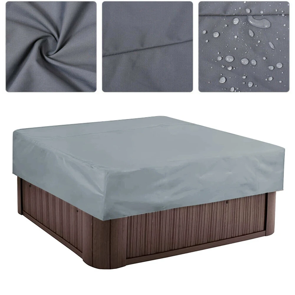 Outdoor Waterproof Hot Tub Cover 220*220*30cm Square Spa Cover Protectors 190T Waterproof Silver Coated Protective Cover Cap