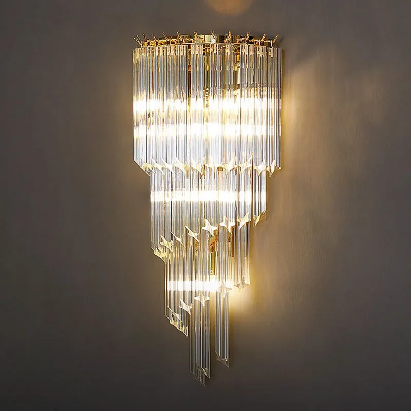 2025 Modern Minimalist Luxury Crystal Black Wall Lamp Bedroom Bedside Dector Living Room Aisle TV Background LED Lighting