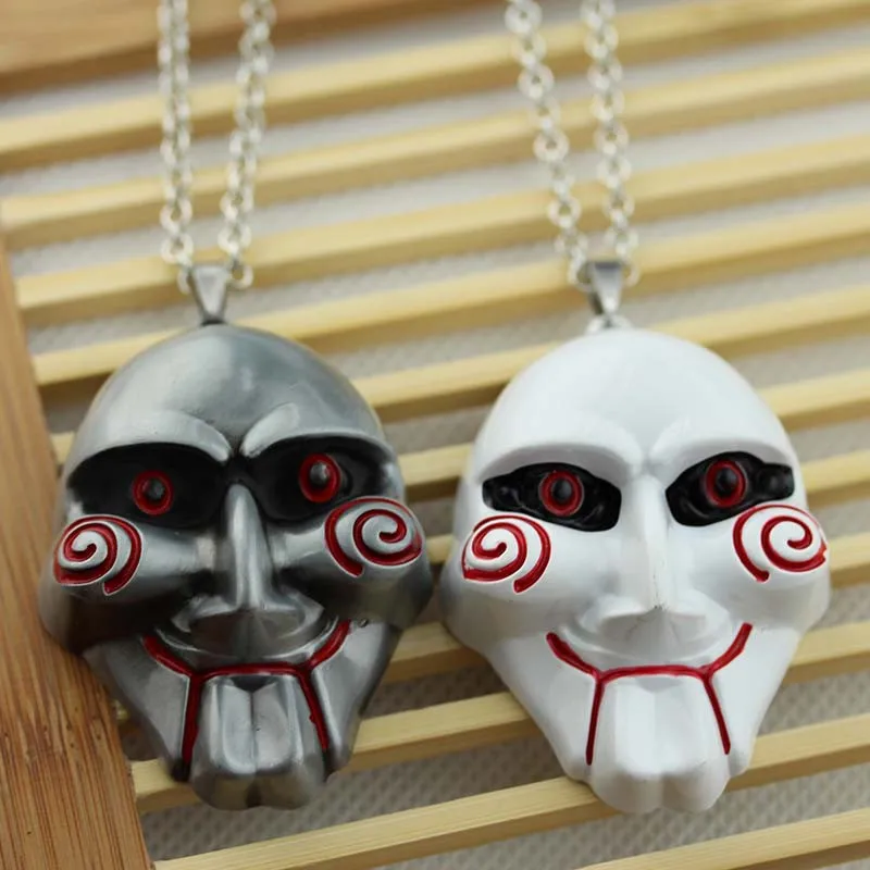 Horror Movie Mask Necklace Saw Theme Original Color Metal Pendant Jewelry Accessories Women Men Gifts For Birthday Festival