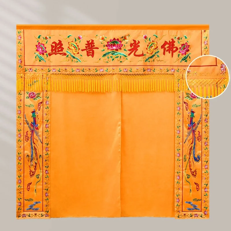 Single and double phoenix and double dragon background cloth embroidered Buddha curtain Buddha