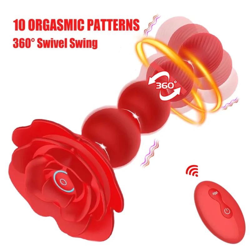 ألعاب جنسية للأزواج خرزة سحب شرجية 360 ° الهزاز الدوار مدلك البروستاتا محفز المهبل روز التحكم عن بعد الكبار #4