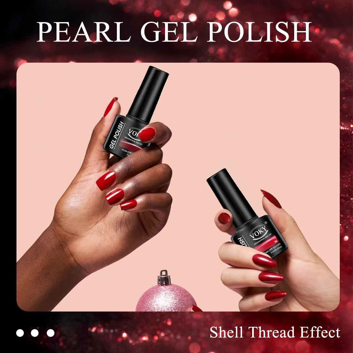 Ensemble de vernis à ongles VOKY 7ML, de couleurs vives, comprenant un couche de base et un couche de finition, des ongles de qualité salon.