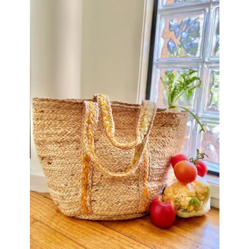 

Bag Indian Hand Braided Jute Handbag Shoulder Beach Bag Casual Tote Side Bags