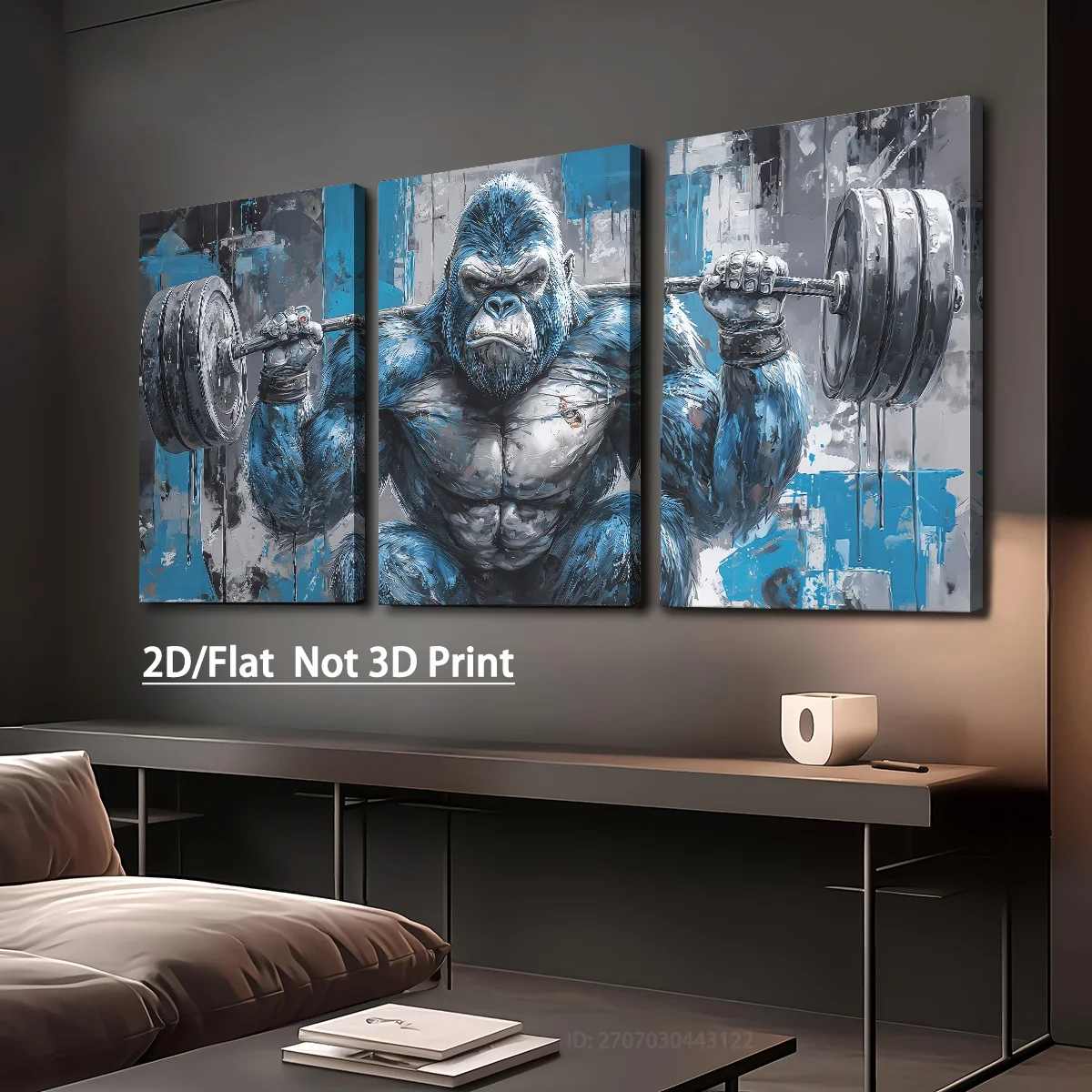 Chimpanzee Barbell Weightlifting Gym Modern Art, Framed Canvas Painting and Poster, Home Decor, Wall Art, Room Decoration, Gift