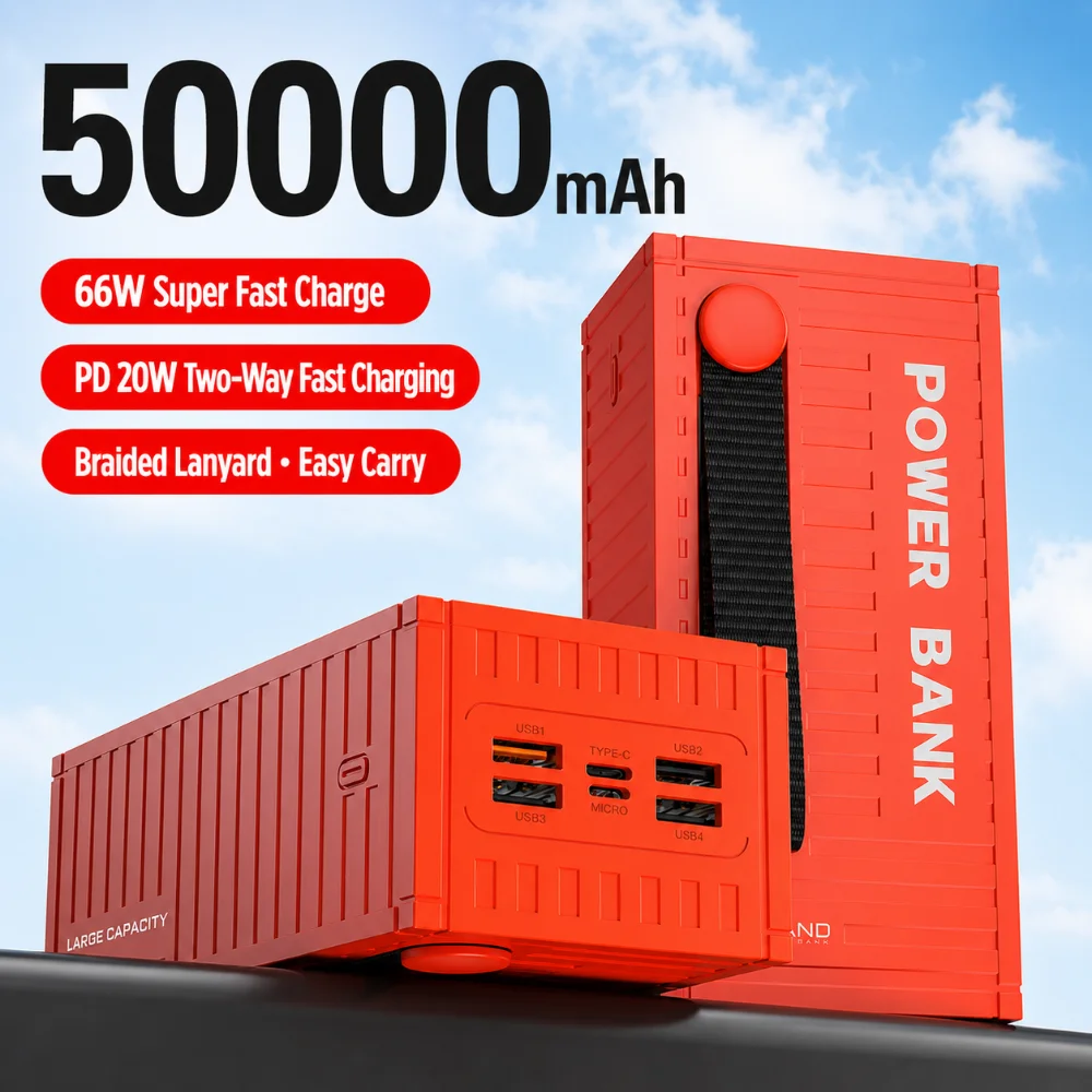 50000mAh Power Bank Large Capacity Portable Charging With 6 Interfaces Supporting Fast Charging Suitable For IPhone Samsung