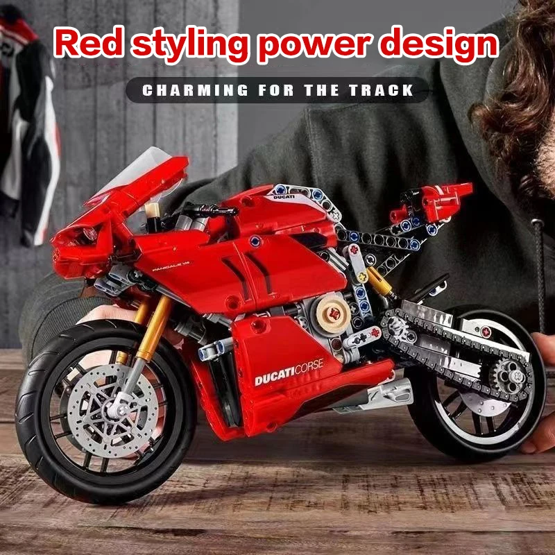 V4R Motorcycle 42107 Building Set Collectible Superbike Display Model Kit For Adults Motorcycle Enthusiasts Birthday Gifts