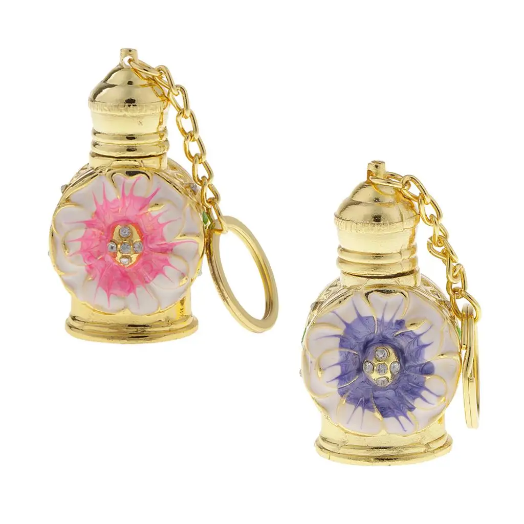 Fashion Women Glass Perfume Bottle Pendant Long Necklace Keychain