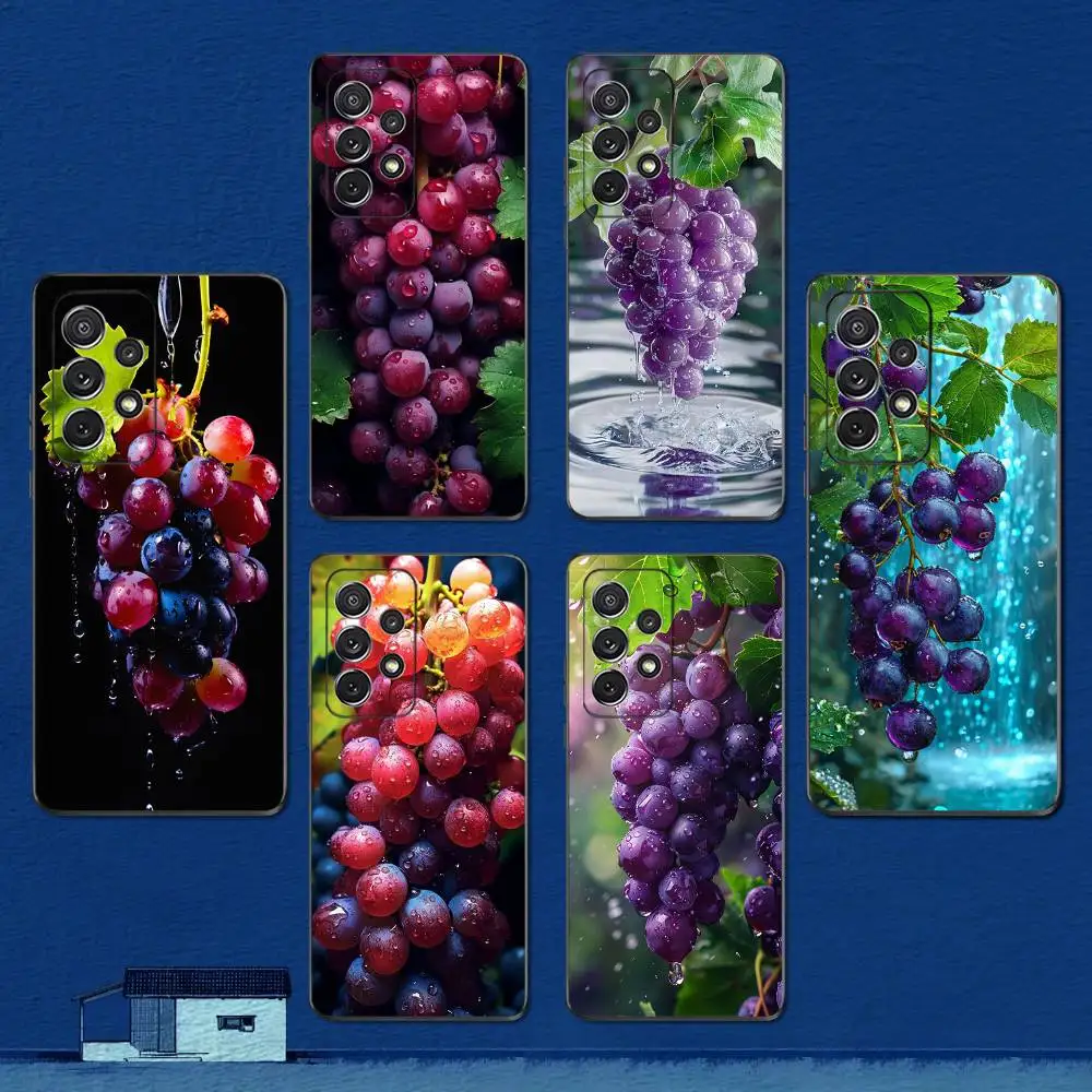 

Fruit Purple Grapes Phone Case For Samsung S22,S21,S20,S10,S9,S25,S24,S23,Ultra,FE,Plus,Lite,Soft Silicone Black Cover