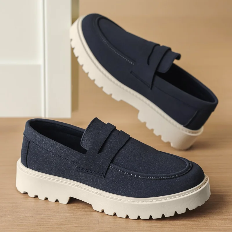 Modische Herren-Loafer aus Leder, leichte Freizeitschuhe mit Plateau, atmungsaktive Business-Schuhe für Herren, Slip-On-Fahrschuhe
