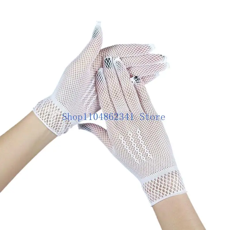 5asd Lace Evening Party Gloves Stretchy Gloves for Wedding Ceremony Breathable Outdoor Event Handwear Party Accessory