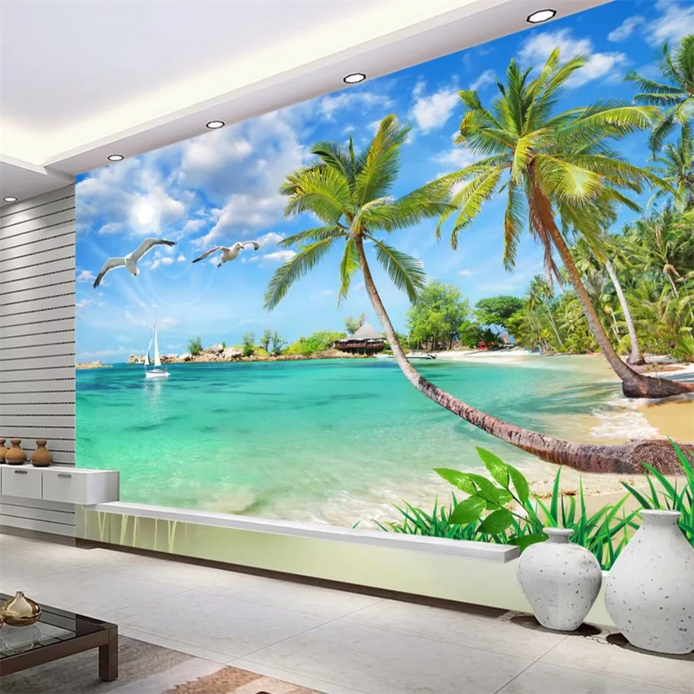 

custom papel de parede 3d Seaside city scenery photo 3D Wallpapers for living room bedroom mural wall paper home decor Stickers