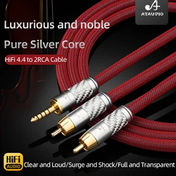 ATAUDIO Pure Silver 4.4mm to 2RCA Audio Cable for HiFi Digital Audio Player 4.4mm Balance to 2RCA Maler Cable