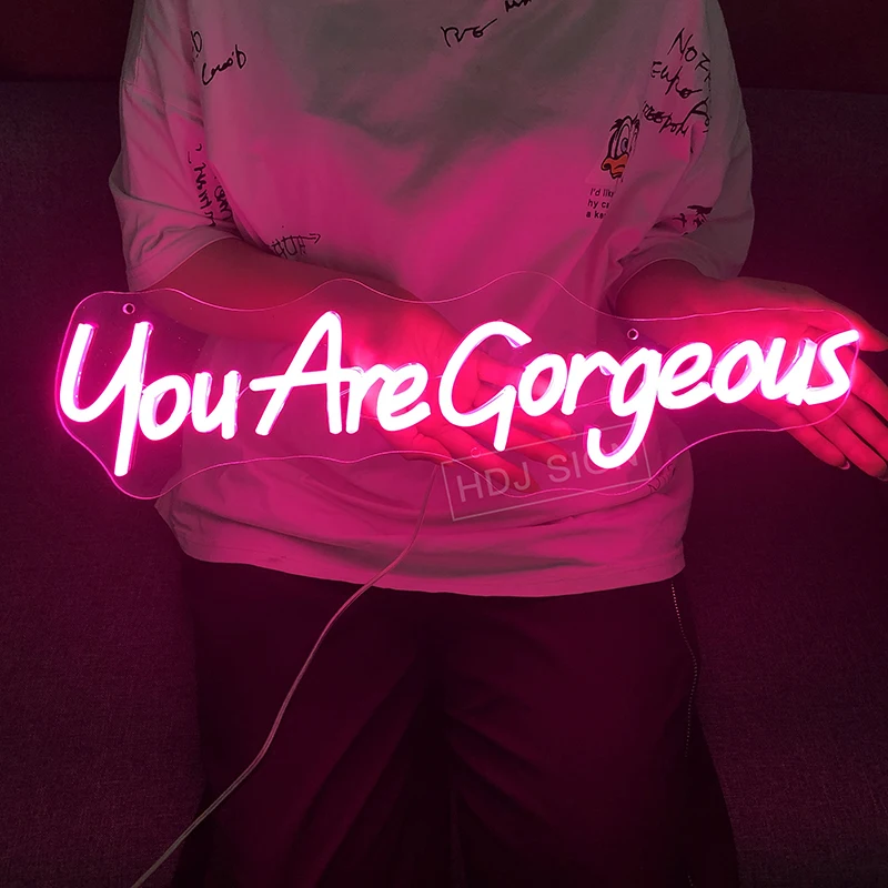 Led Neon Sign You Are Gorgeous Beauty Room Decor Bedroom Girl Personalized Wall Decor Bar Pub Club Neon Lights Atmosphere Party