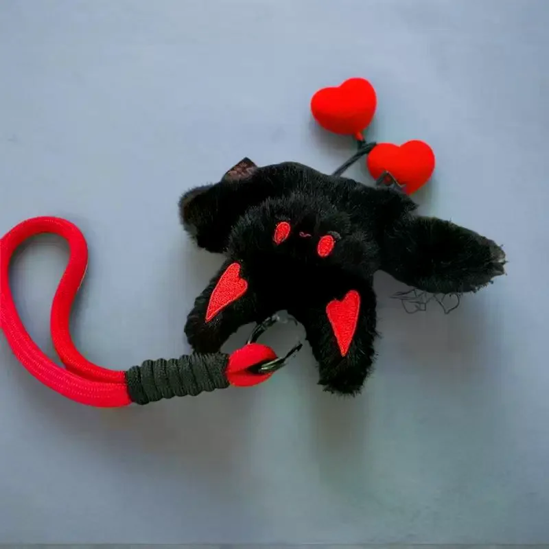 Halloween geïnspireerde kleine duivel vleermuis pluche pop sleutelhanger; Unieke Lanyard sleutelhanger tas hanger verjaardagscadeau voor meisjes