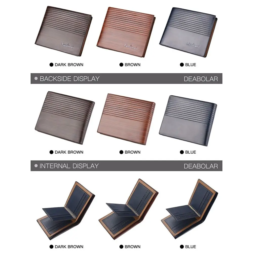 Einfache Klassische männer Kurze Brieftasche Pu Leder Casual Männlichen Bifold Brieftaschen Business Einfarbig Kreditkarte Halter Männlich