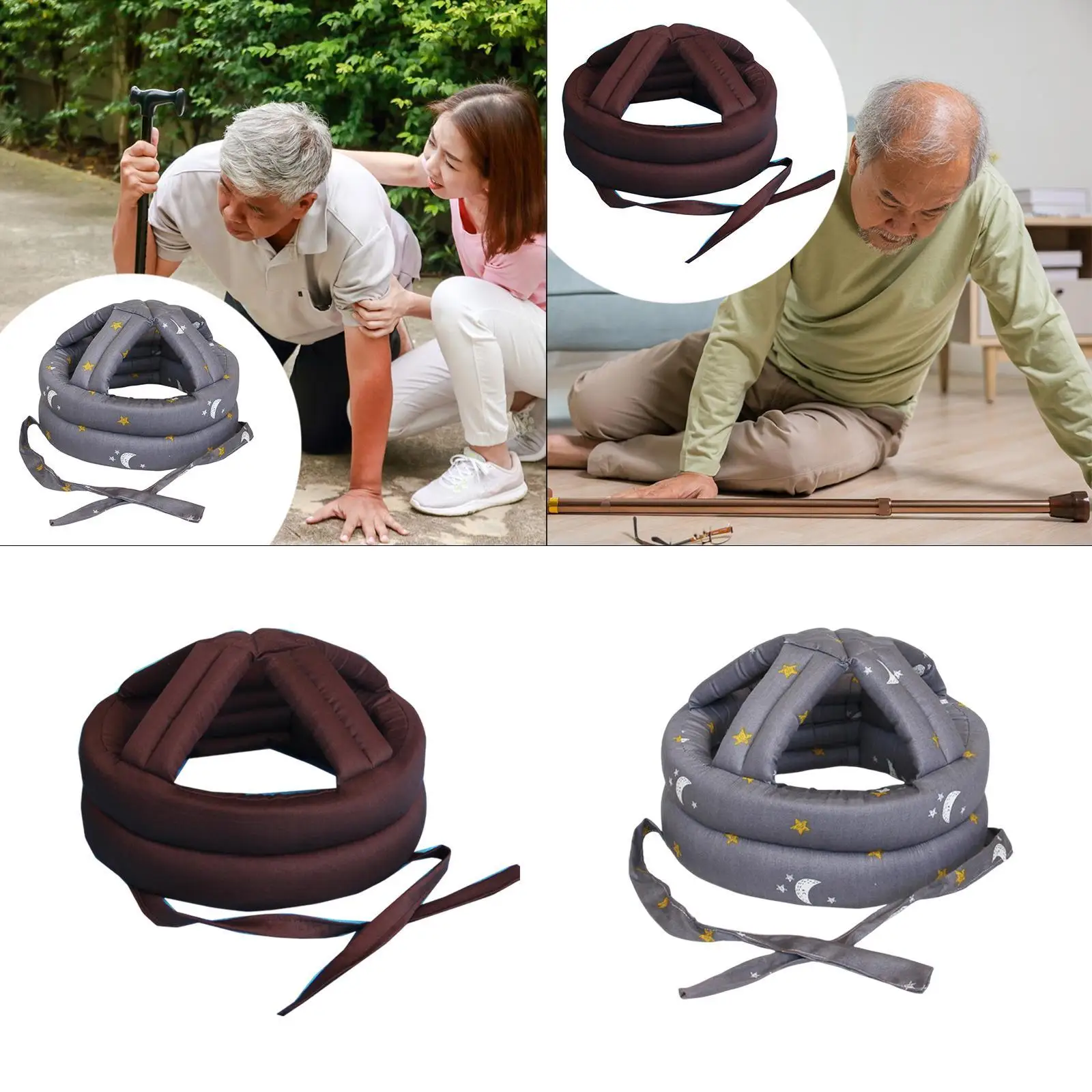Elderly Protective Head Hat Adjustable Size Thick Soft Shock Protection for Old Men Breathe Fall Resistant Hat Anti Fall Cap