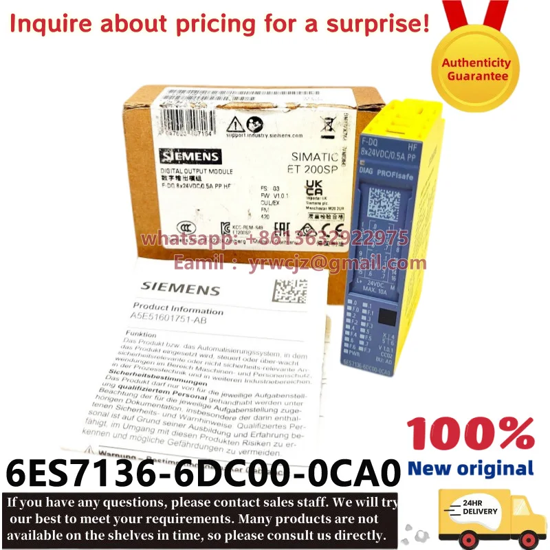 6ES7136-6DC00-0CA0 SIMATIC DP ET200SP Safety Digital Output Module, 100% Brand New and Original, Available Now