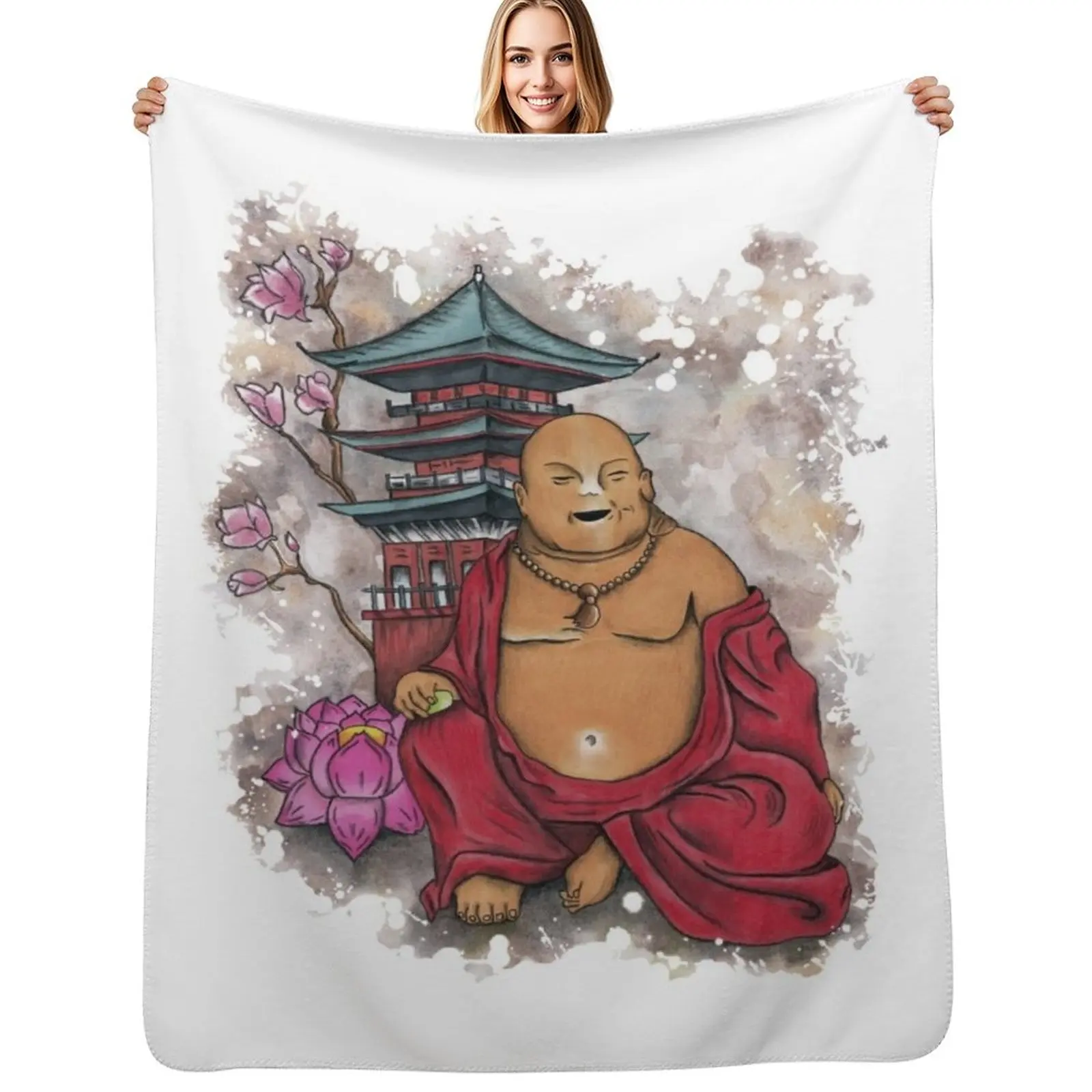 

Laughing Buddha Throw Blanket Soft Warm Blanket Gift for Grandparents