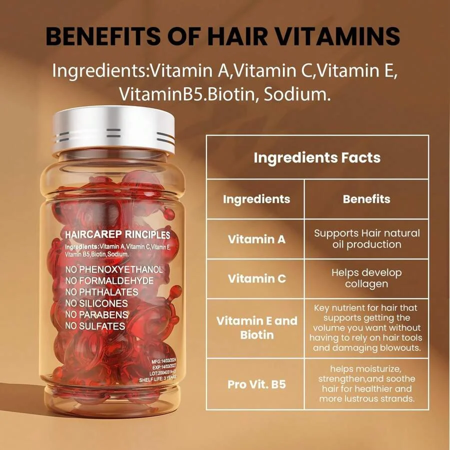 Hair Care Essential Oil, Vitamin Hair Care Essential Oil, Moroccan Hair Care Essential Oil Capsules, Hair Care Capsules.