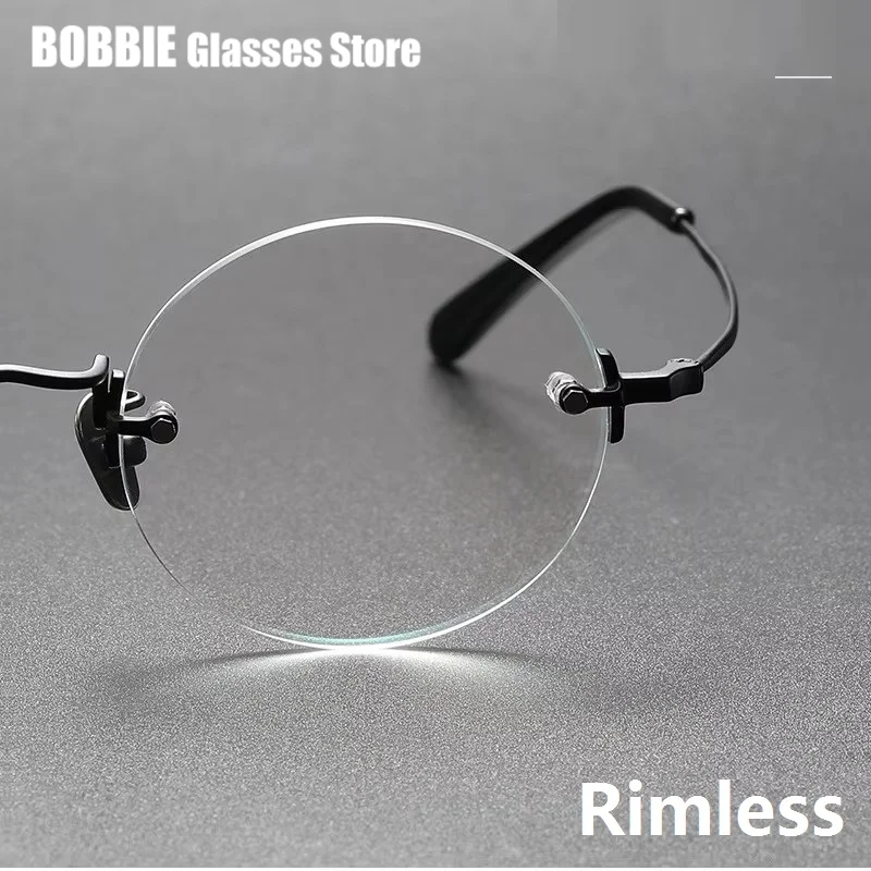 Customized Round Frameless Glasses Frame Ultralight Titanium Men Women Small Face Eyewear Rimless Eyeglasses kmn272 High Quality