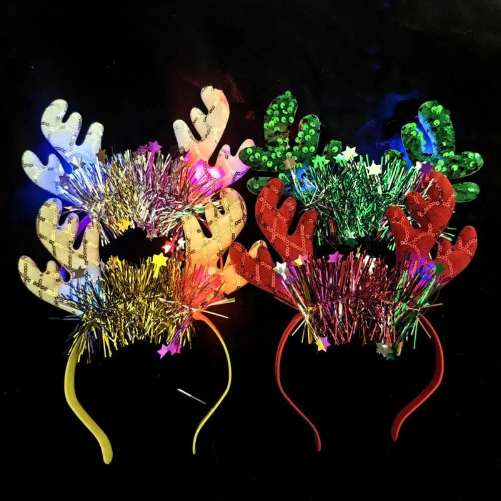 Sweet 2027 New Year Headband Optic Fiber Light Up Glitter Christmas Hair Hoop Colorful Lightweight Luminous Headpiece