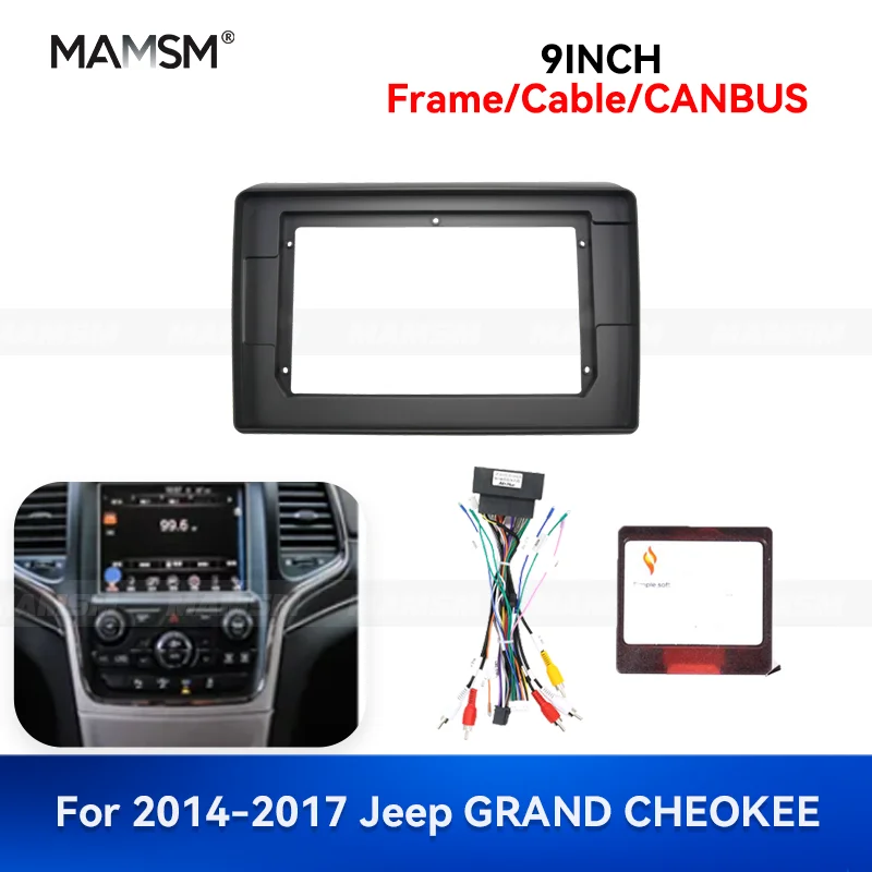 

MAMSM 9 inch For 2014-2017 Jeep GRAND CHEOKEE Android Car Radio Fascia Stereo Frame GPS MP4 Multimedia Wiring Harness Canbus