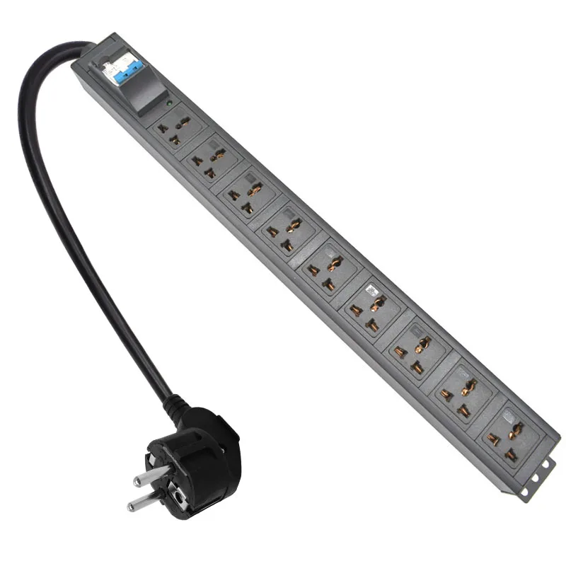 

1.5U10A universal socket PDU Power Strip9 Unit Network Cabinet Rack 2M extension cord 16A 4000W Aluminium Alloy Socket