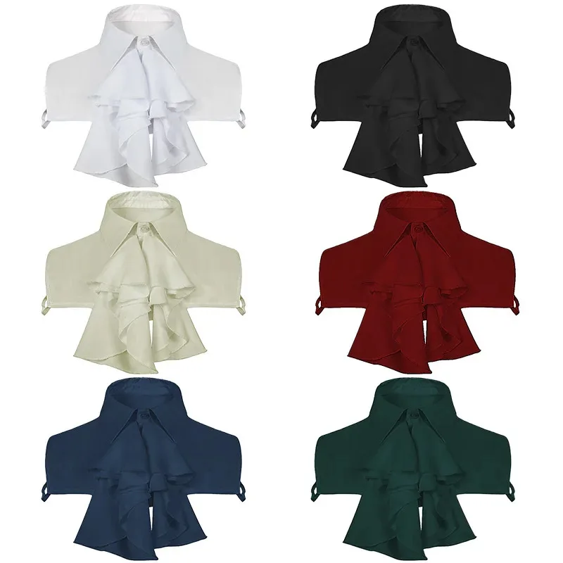 Women Men Detachable Ruffled Lace Jabot Vintage Victorian Fake Exotic Cosplay False Neck Choker Clubwear Steampunk Collara;3,v'5