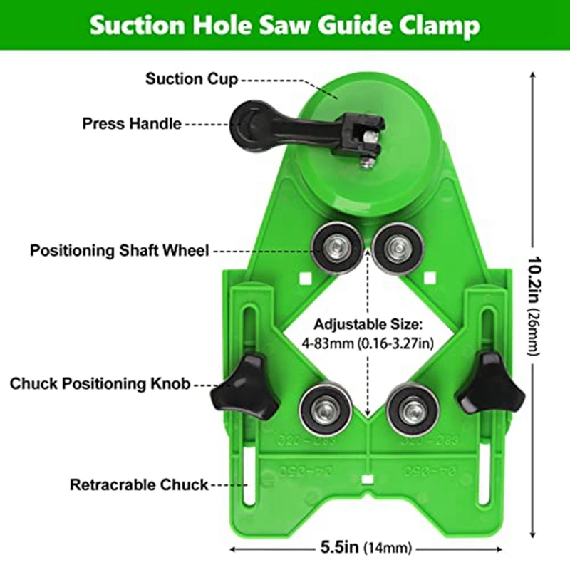 Imagem -06 - Diamante Buraco Saw Kit com Dupla Ventosas Guia Conjuntos de Brocas Jig Fixture Broca Oca Fácil de Usar mm a 83 mm 17 Pcs