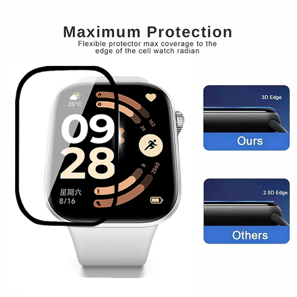 واقي شاشة لساعة Xiaomi Redmi 6 منحني عالي الدقة مضاد للخدش حماية تغطية كاملة لملحقات فيلم Redmi Watch6