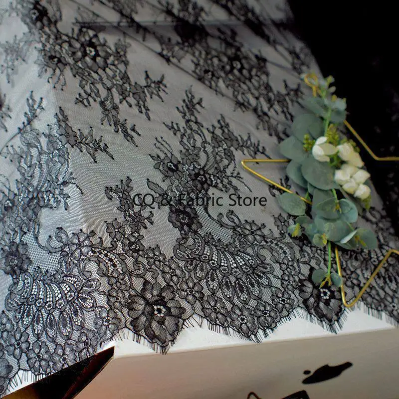 42 Colors 1.5m Wide French Eyelashes Lace Fabric flower Lace Trim for Wedding Dress, Cloth Tablecloth Curtain Accessories DIY Cr - view 5