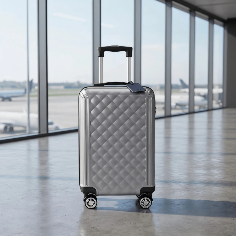 20 Inch ABS Carry On Suitcase 360 Silent Spinner Wheels Diamond Pattern Wear Impact Resistant for Business Travel